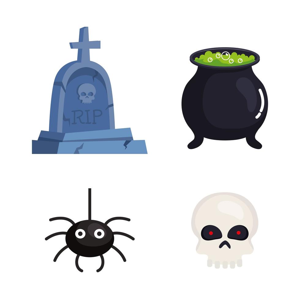 establecer iconos de feliz celebración de halloween vector