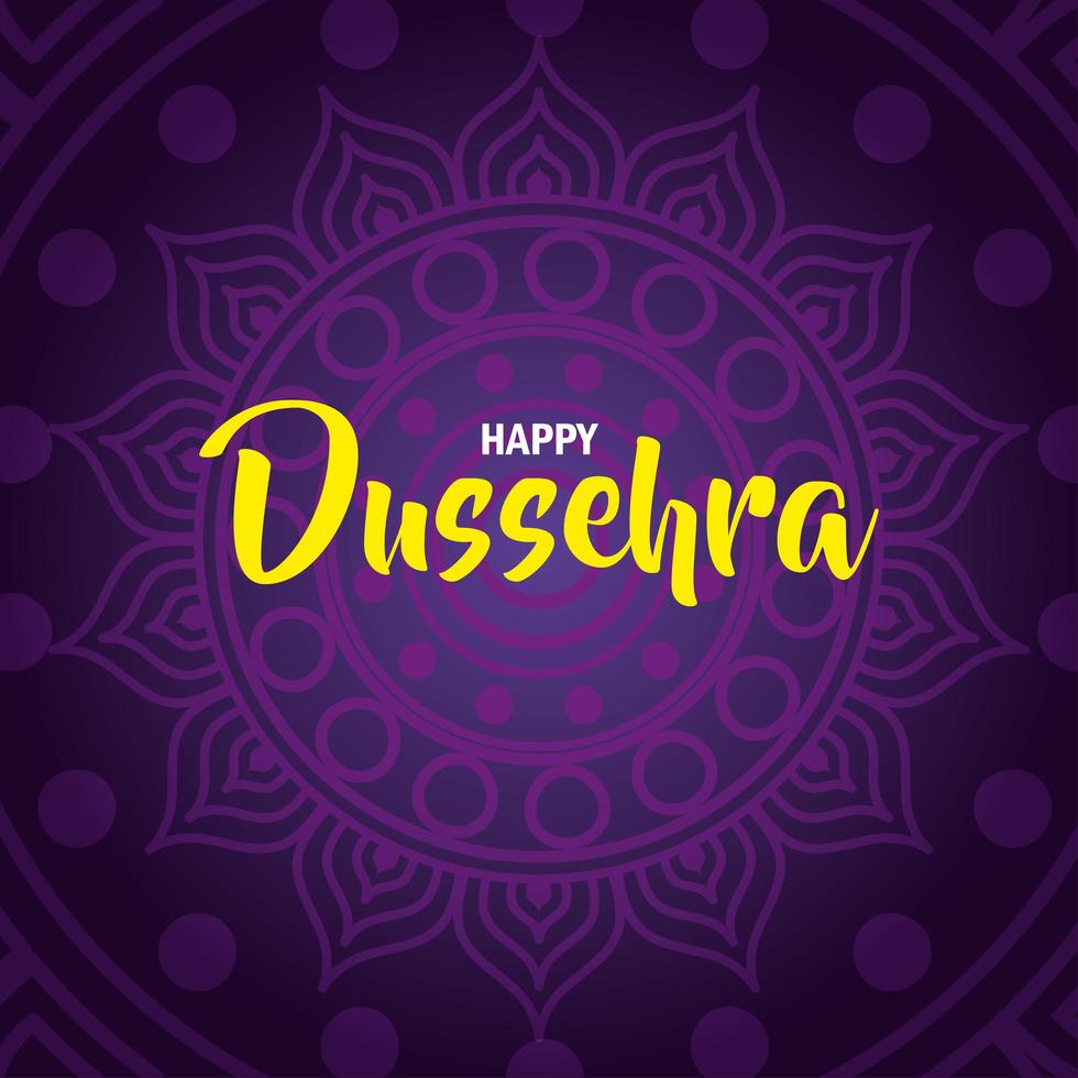 happy dussehra festival with mandala on purple background vector