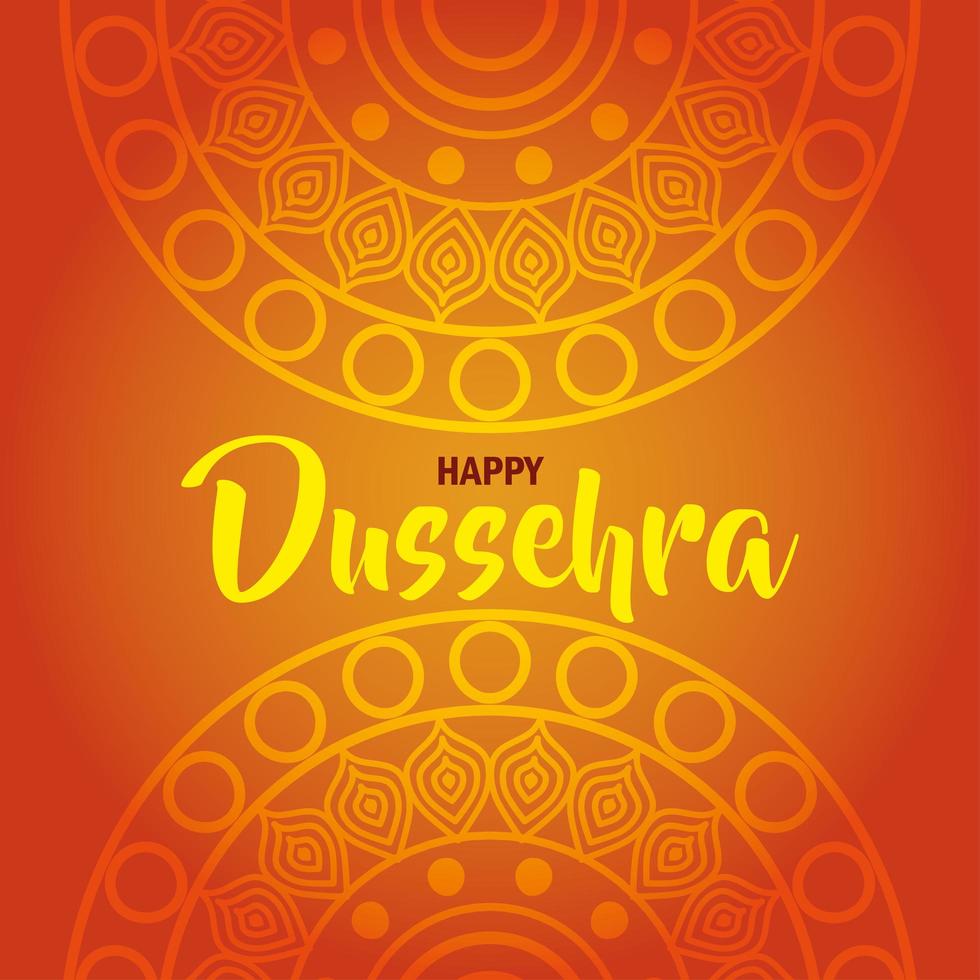 happy dussehra festival with mandalas on orange background vector