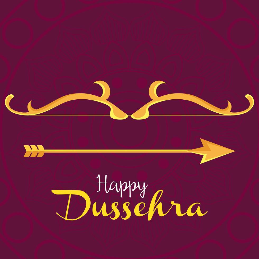 happy dussehra festival with golden arrow vector