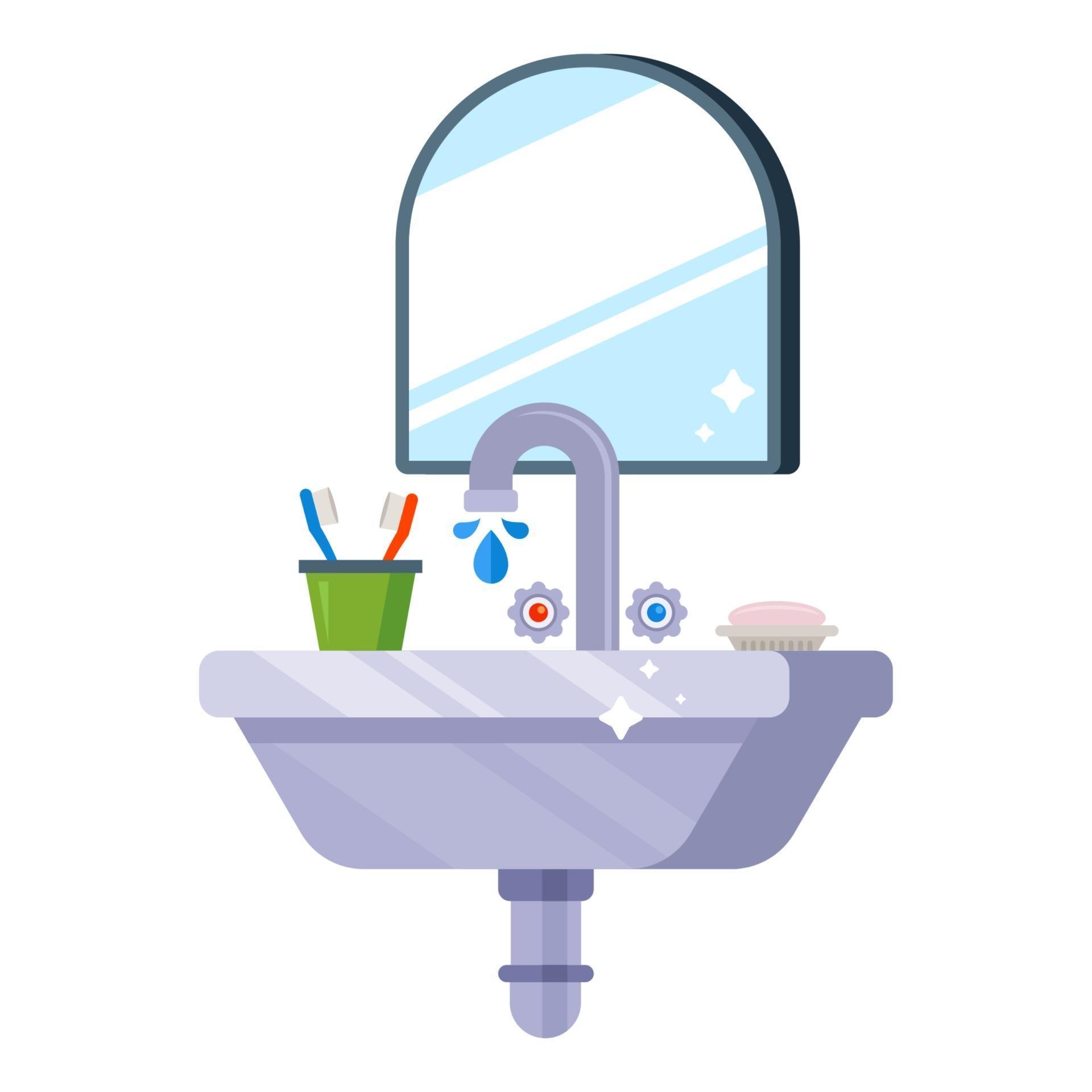 Bathroom sink with water running 2547291 Vector Art at Vecteezy