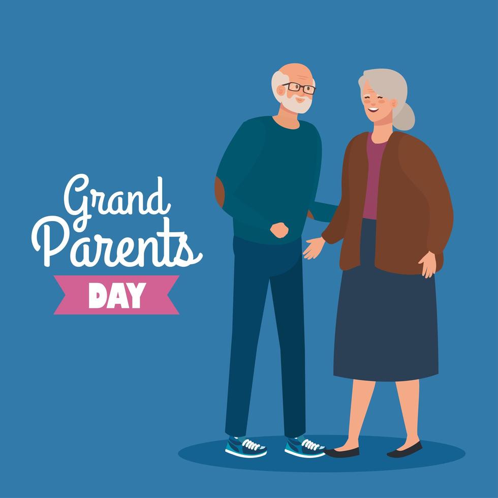 happy grand parents day with cute older couple vector