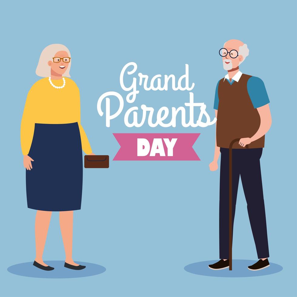 happy grand parents day with cute older couple vector