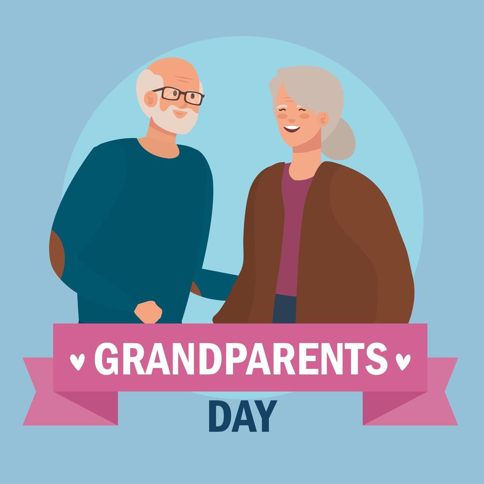 happy grand parents day with cute older couple vector