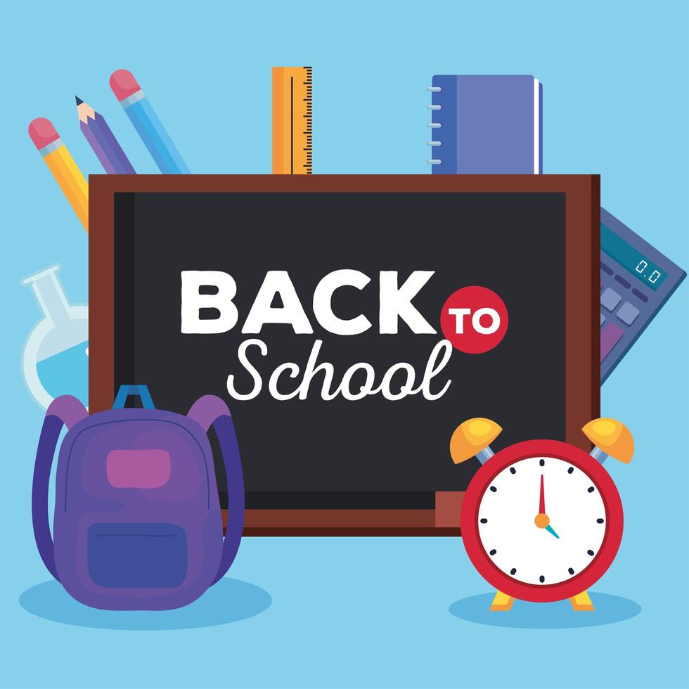 back to school banner with chalkboard and supplies education vector