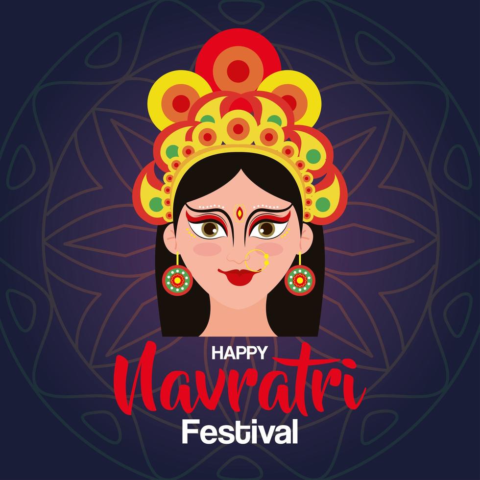 poster of goddess durga for happy navratri celebration vector