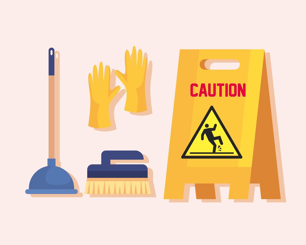 set of cleaning supplies icons vector