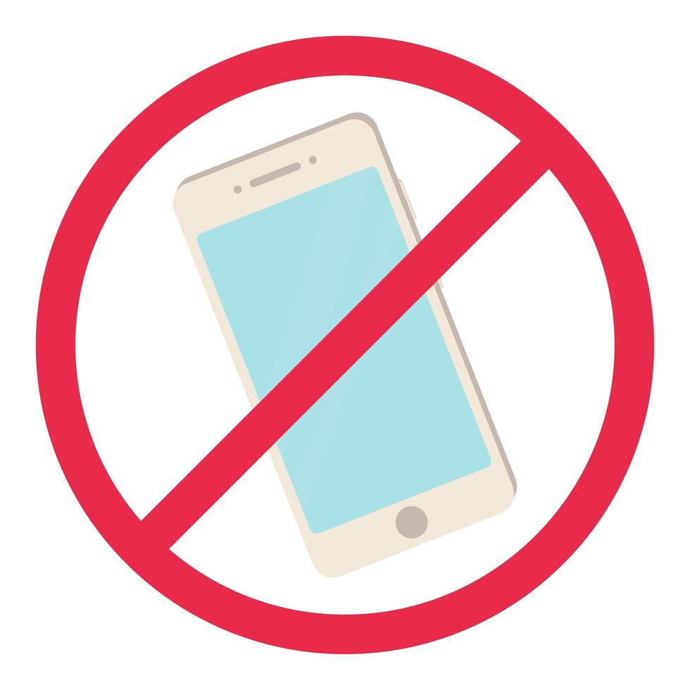No phone sign Red smartphone prohibited rule symbolTurn off telephone no allowed concept Stock vector iilustration in cartoon style isolated on white