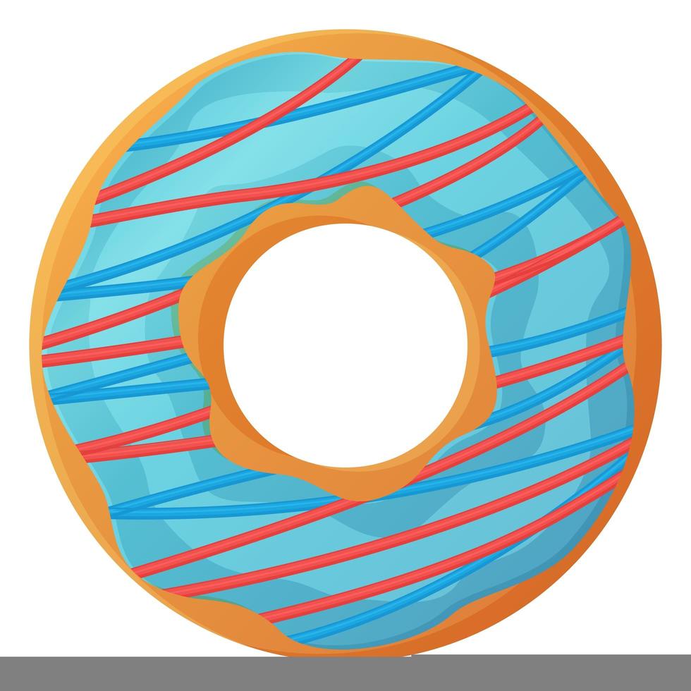 Donut brillante con glaseado azul y glaseado de limón de bayas sin símbolo de día de dieta comida poco saludable comida rápida dulce bocadillo de azúcar calorías adicionales concepto stock vector ilustración aislada sobre fondo blanco en estilo de dibujos animados