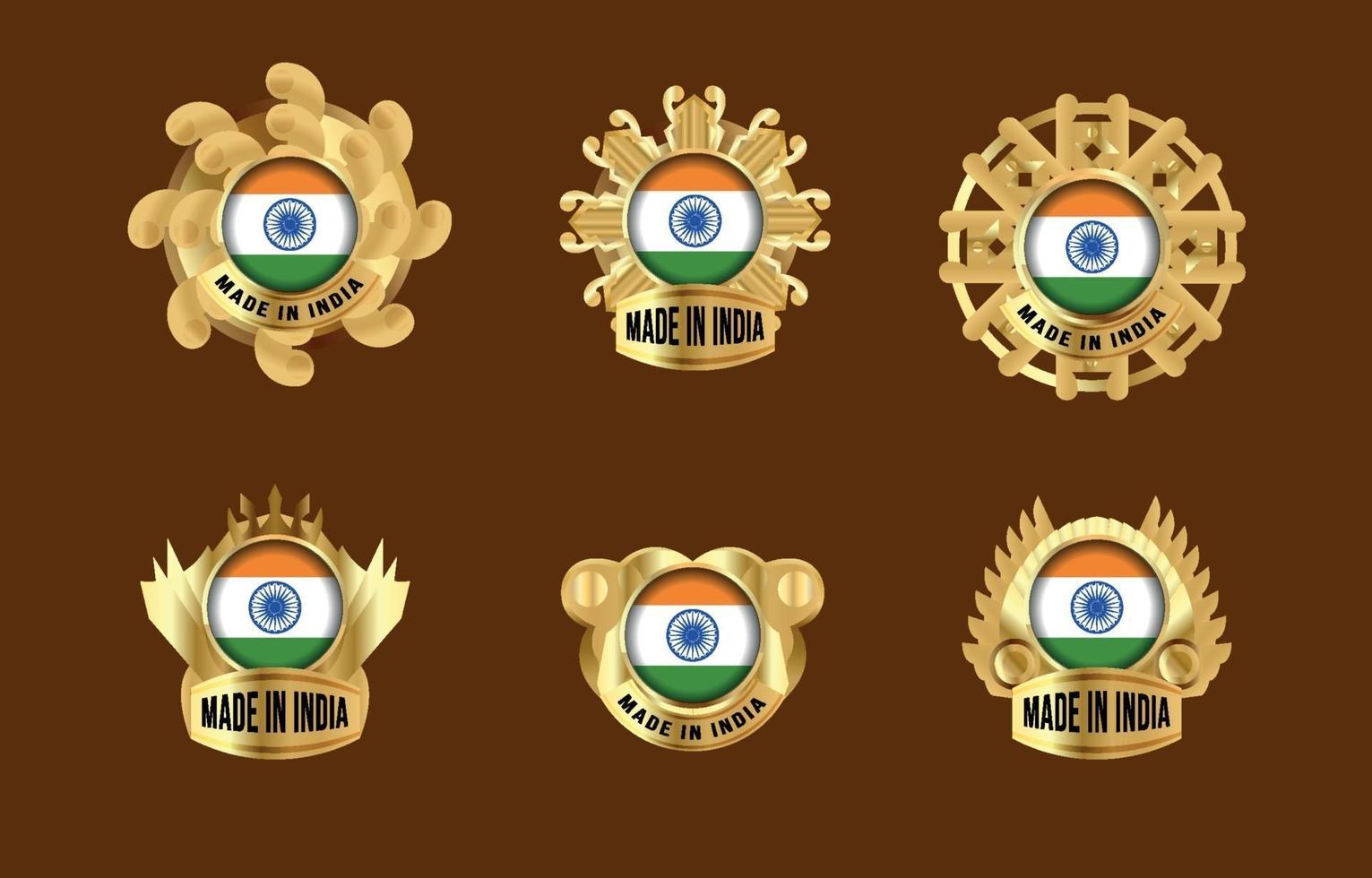 hecho en insignias de la india vector