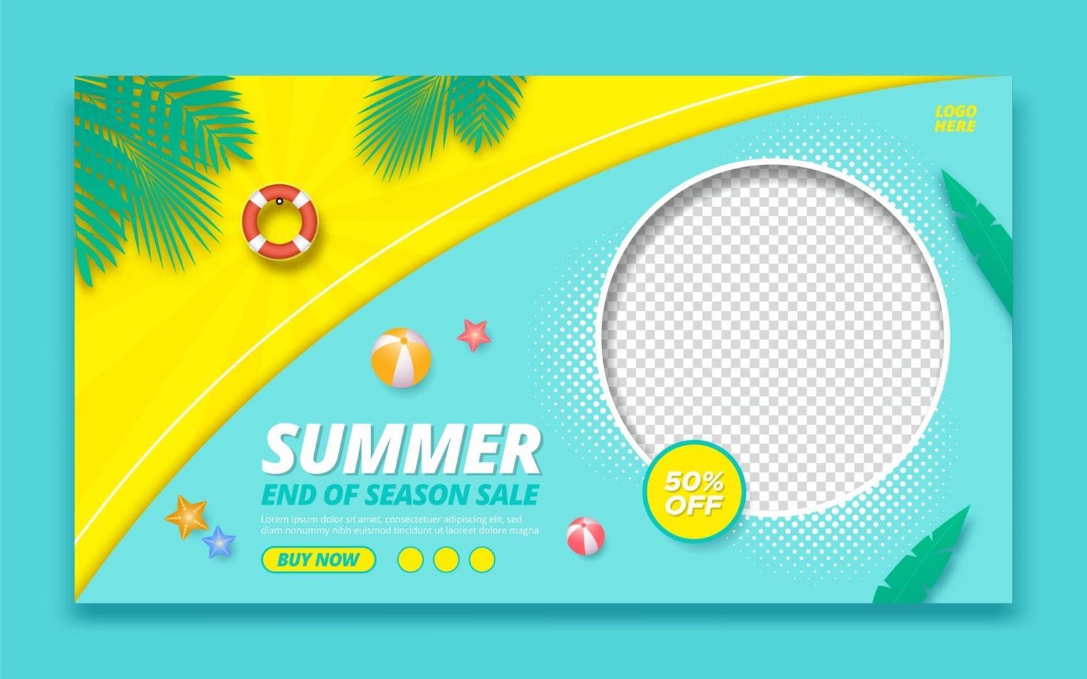 Summer sale promotion web banner template vector