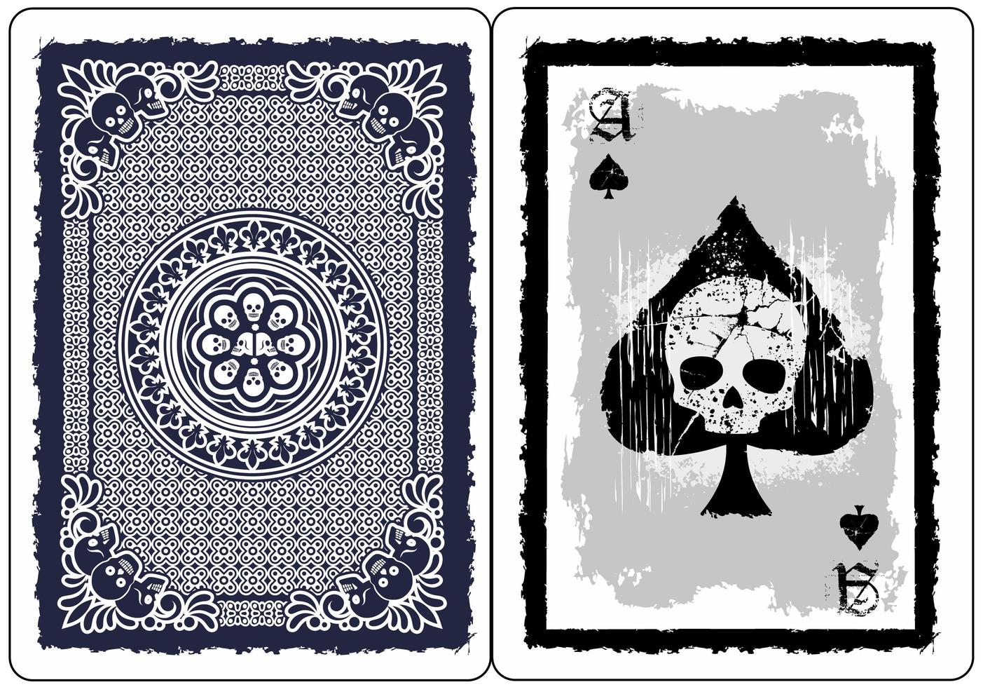 skull with ace of  spades playing card vector
