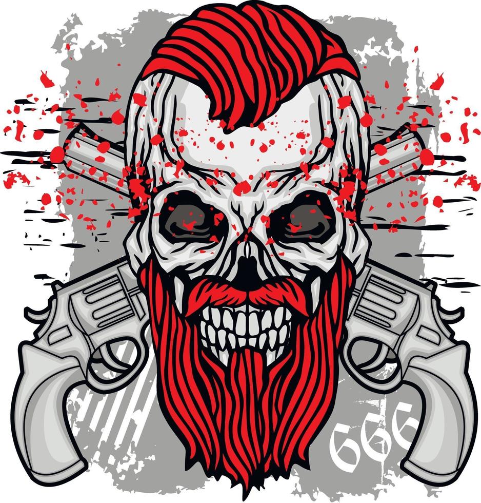 Gothic sign with skull and beard grunge vintage design t shirts vector