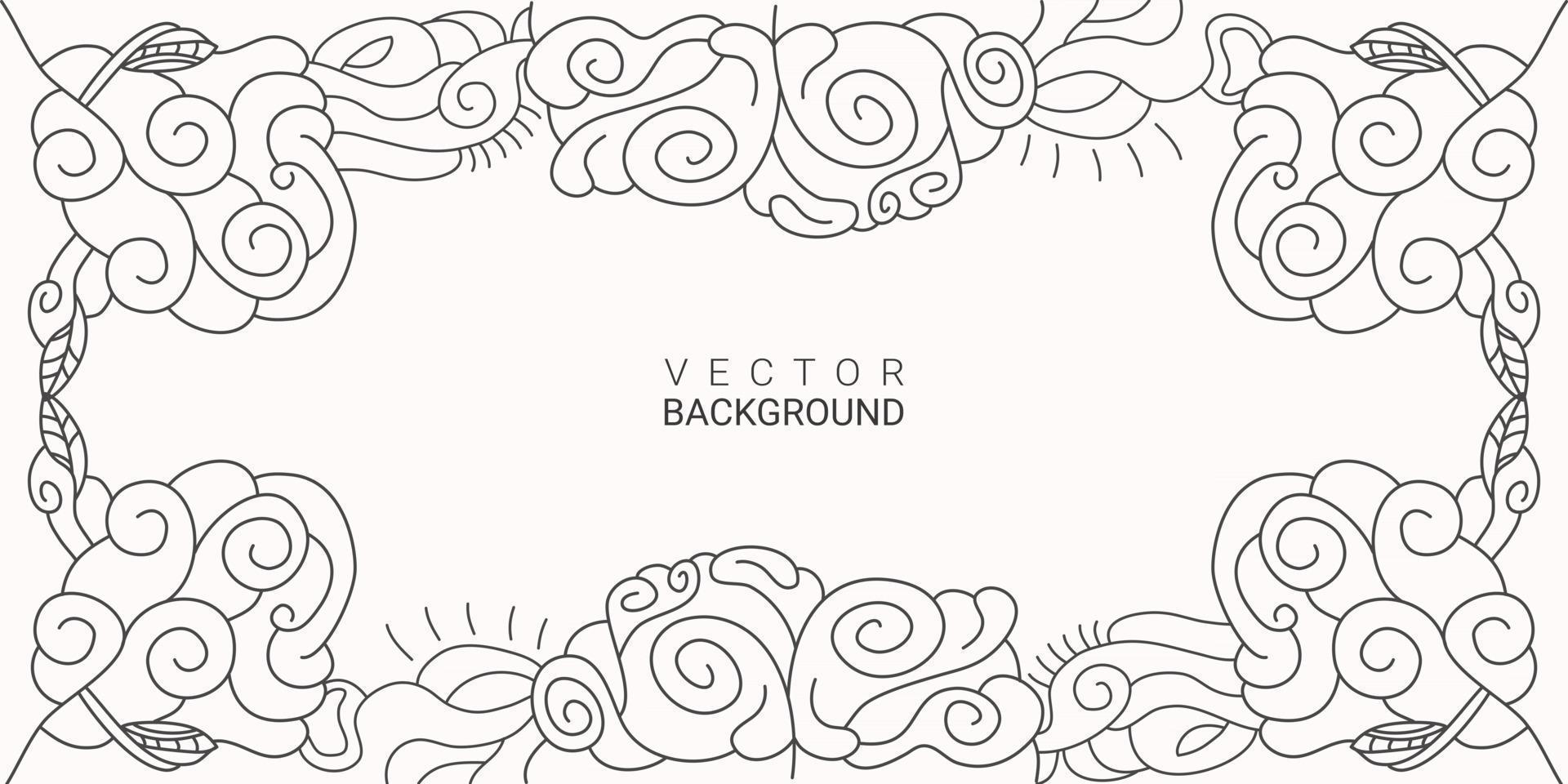 Line Art abstract background hand drawn pattern ornament floral waves nature background vector