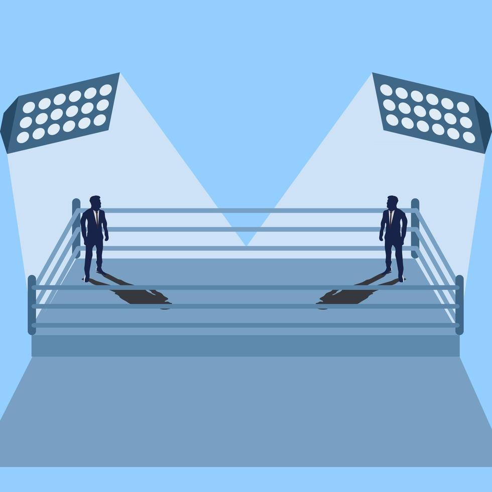 vector ilustración de negocios para la competencia empresarial dos empresarios compiten en el ring de boxeo