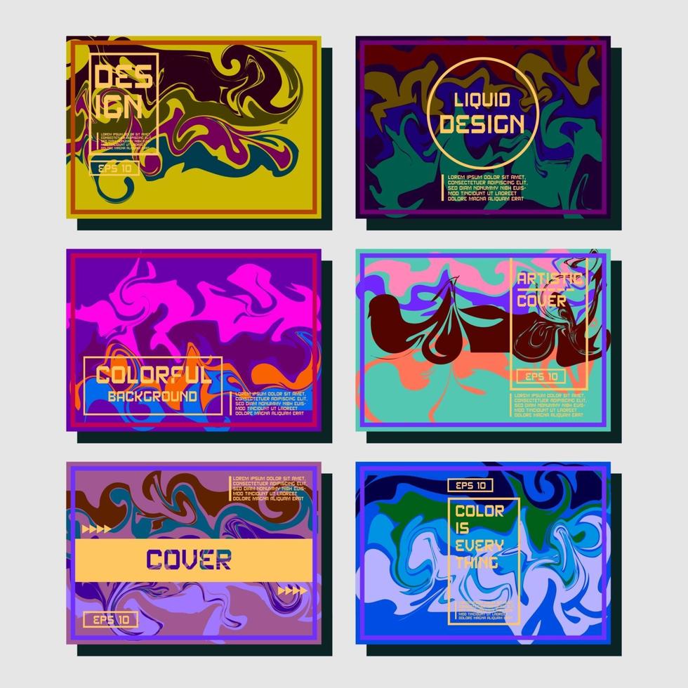 Colorful covers design set Abstract shapes holographic fluid and liquid colors trendy gradients Futuristic vector posters