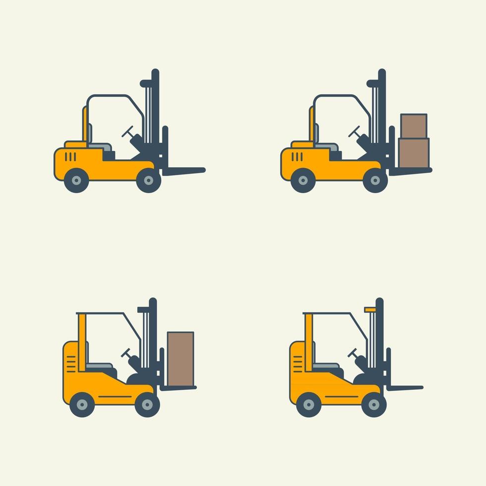 Forklift vector icon illustration set