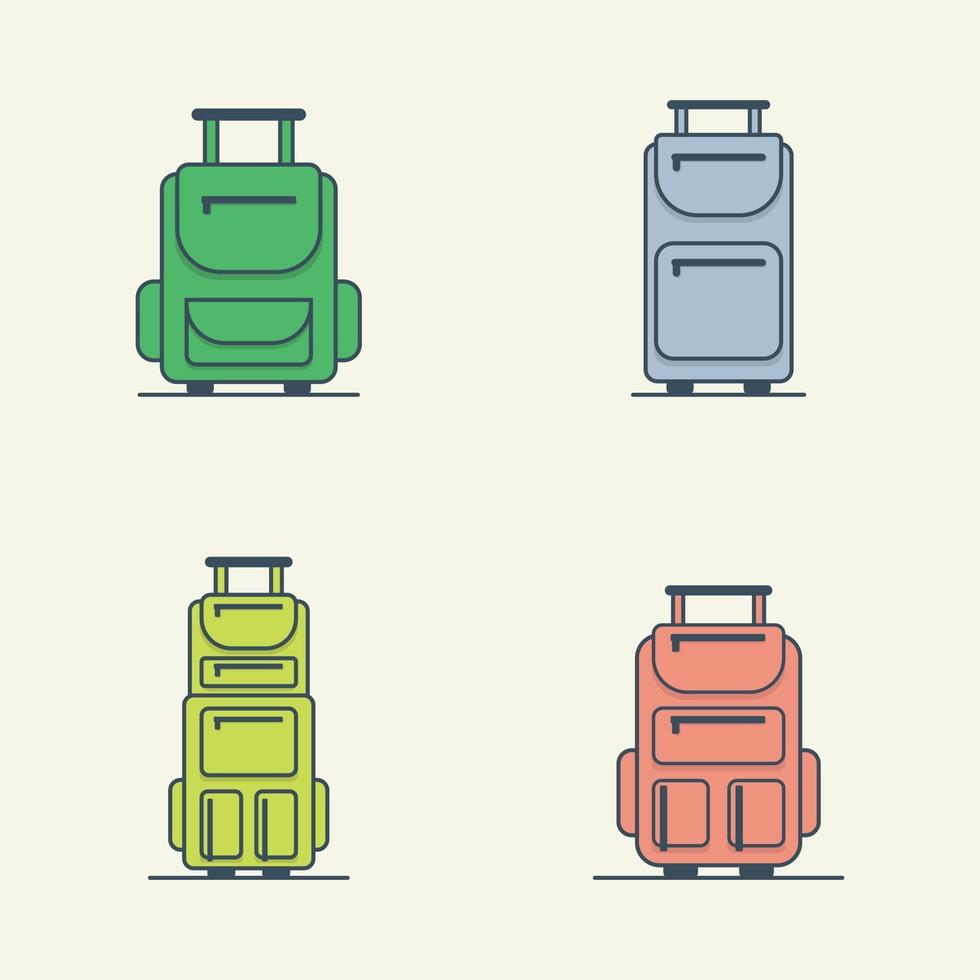 Travel bag vector illustration set