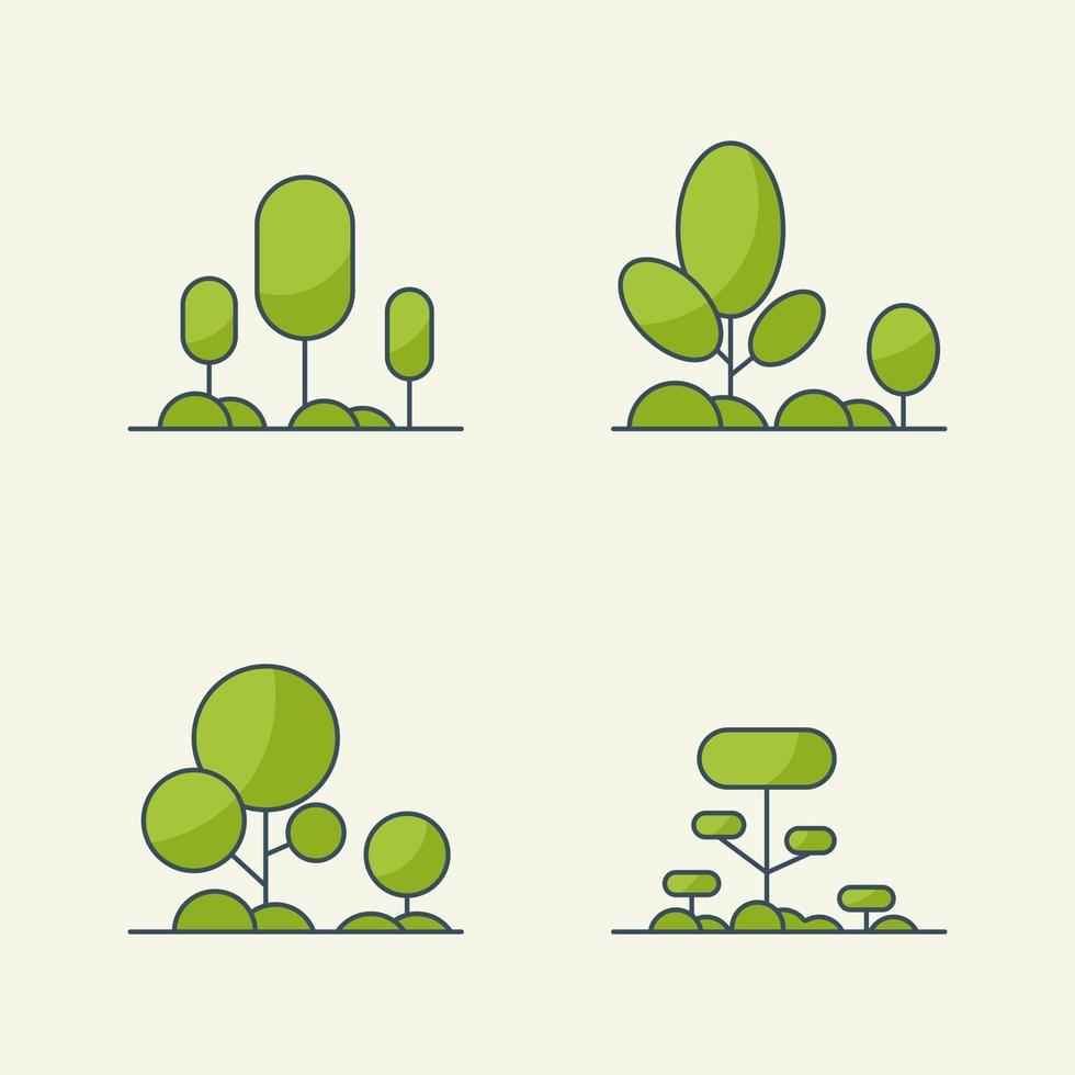 conjunto de iconos de vector de elementos de bosque