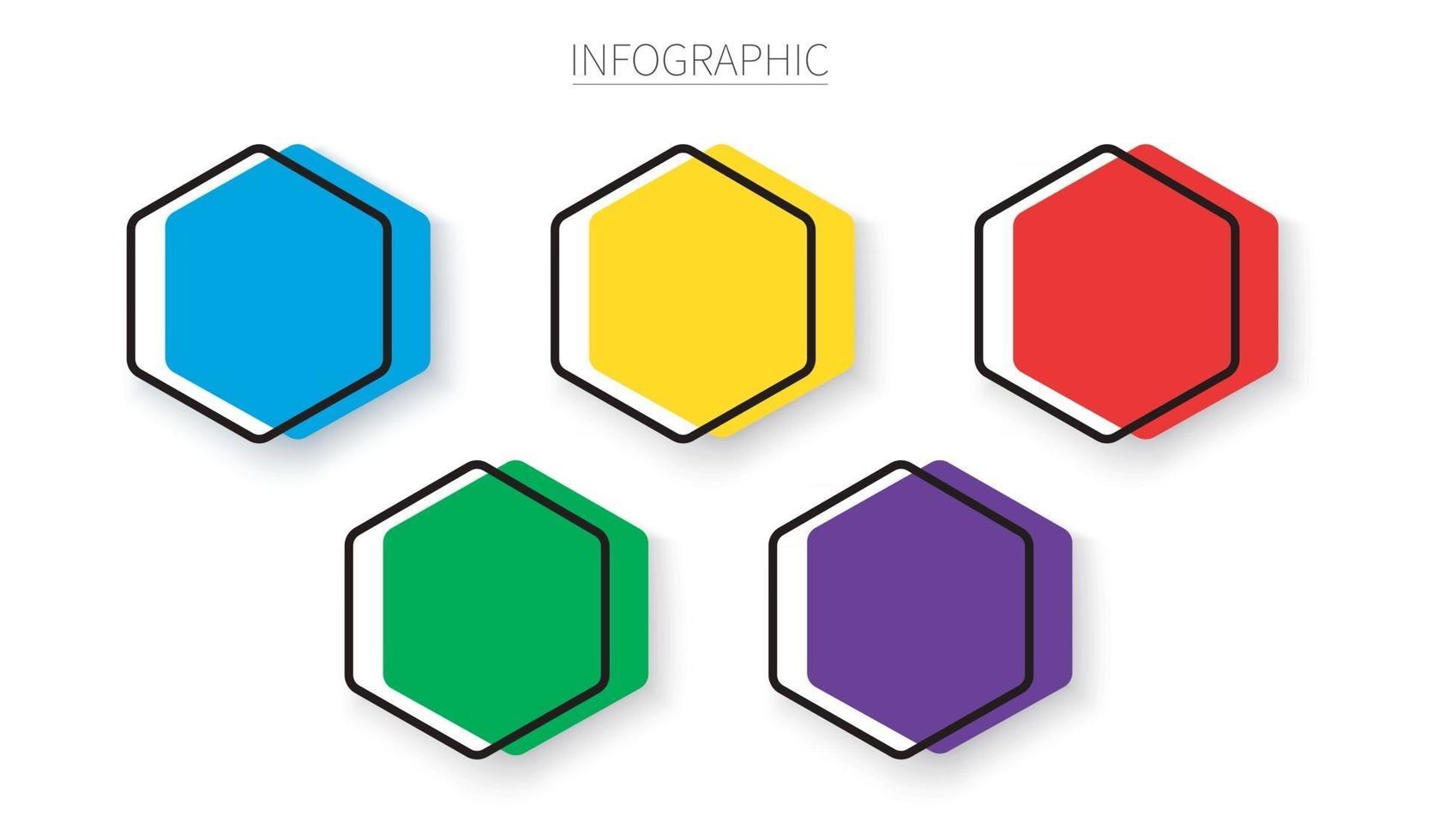 Set of empty hexagon infographic templates vector