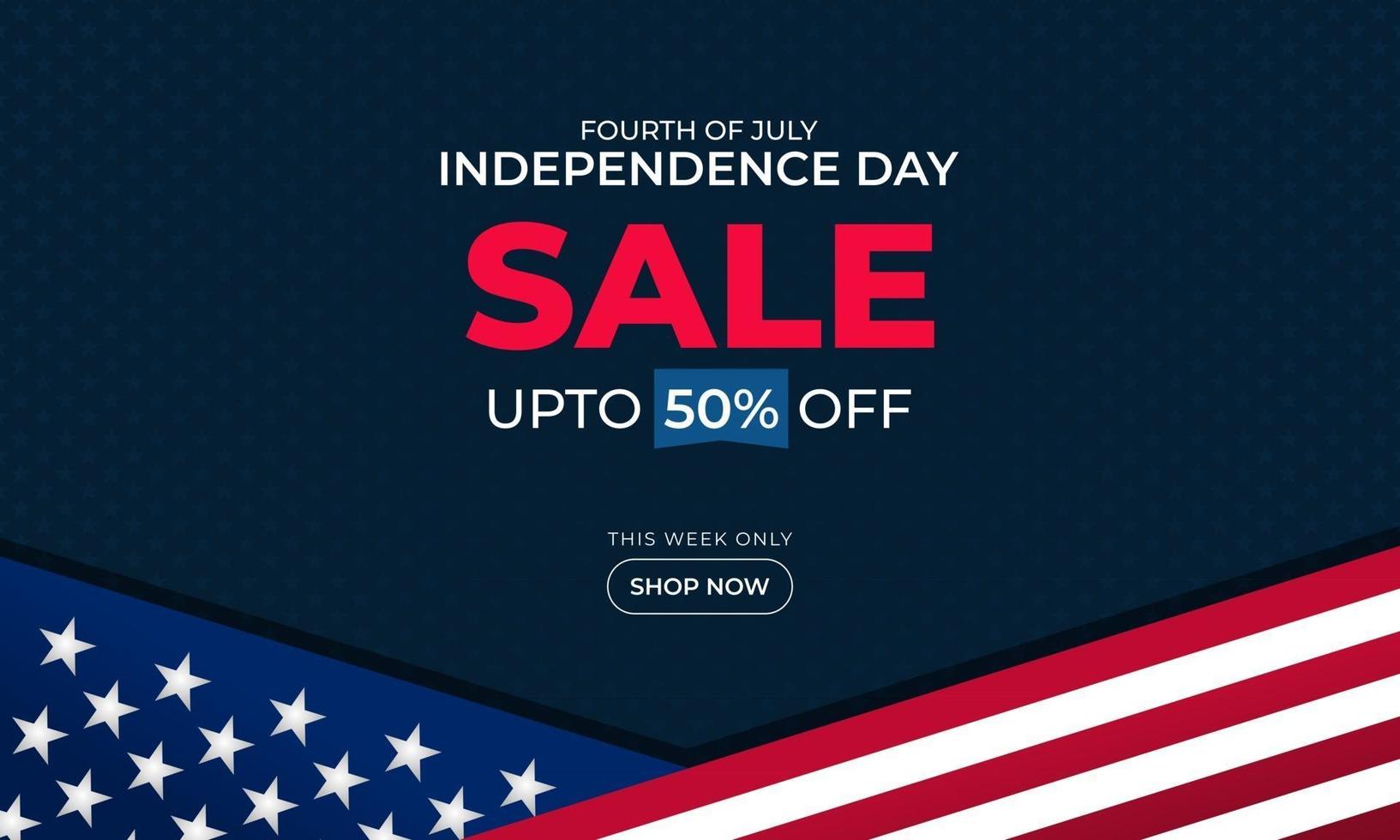 4 de julio plantilla de banner de publicidad de promoción de ventas de fondo del día de la independencia con diseño de bandera americana vector