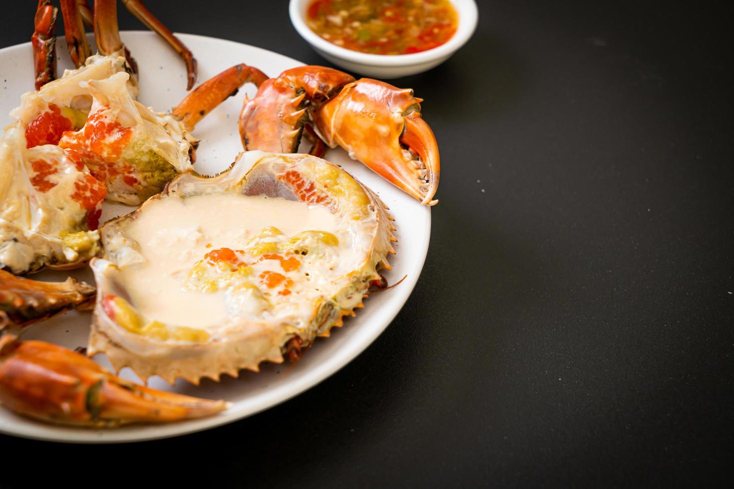 Steamed egg crab with fresh milk photo