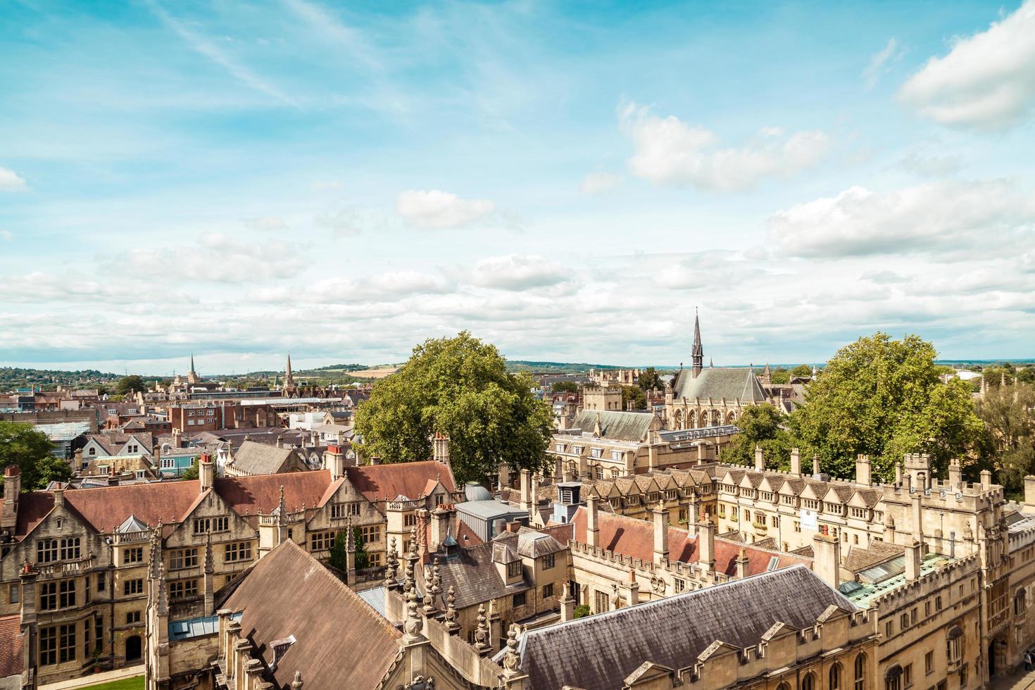 High angle view of High Street of Oxford City UK photo