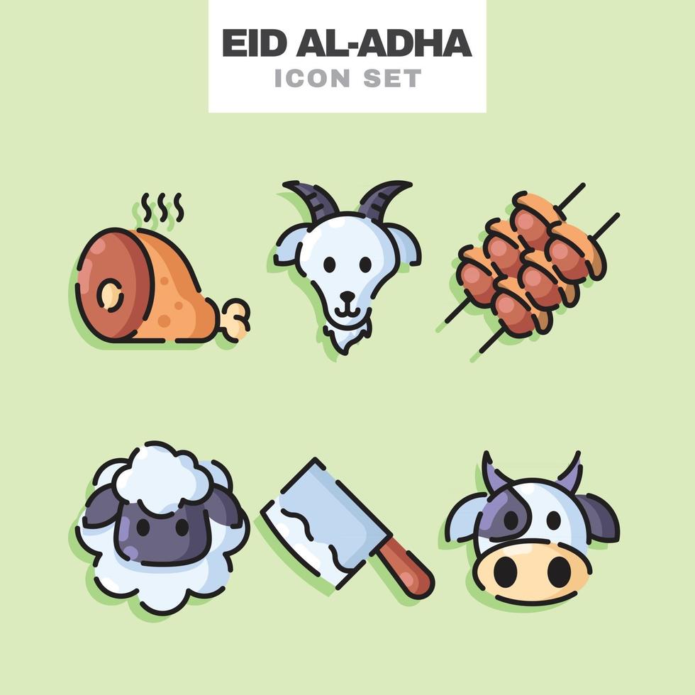 conjunto de iconos de comida eid al adha vector