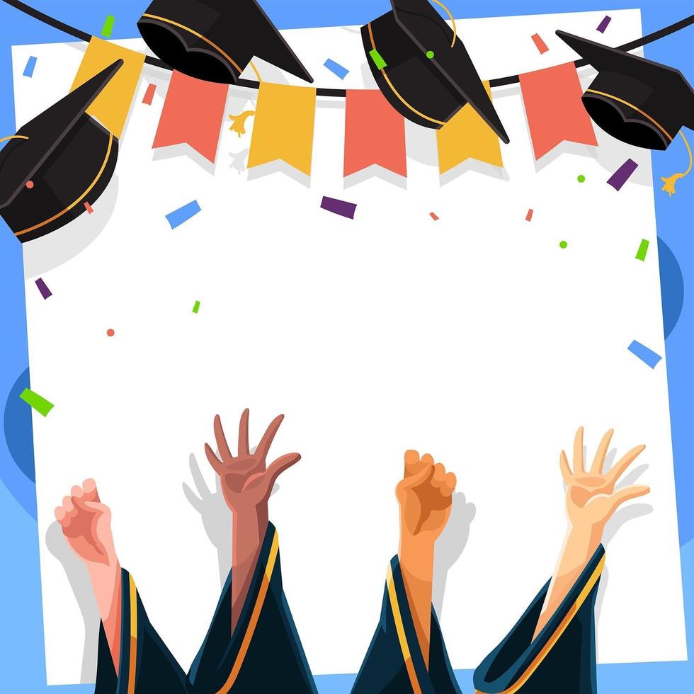 fondo de celebración de graduación de tapas académicas vector