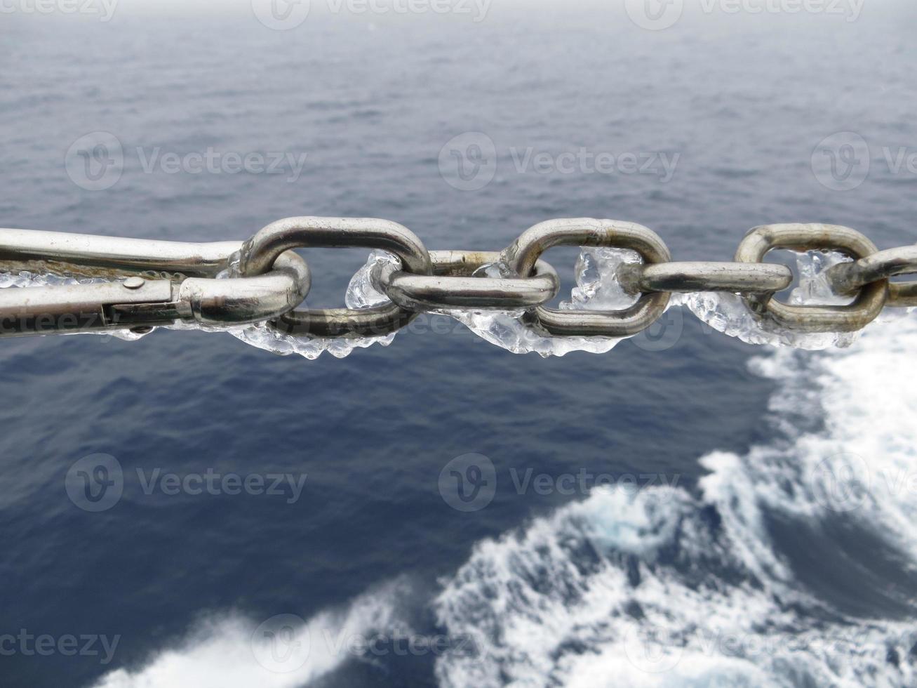 Iced chain in Southern Ocean photo