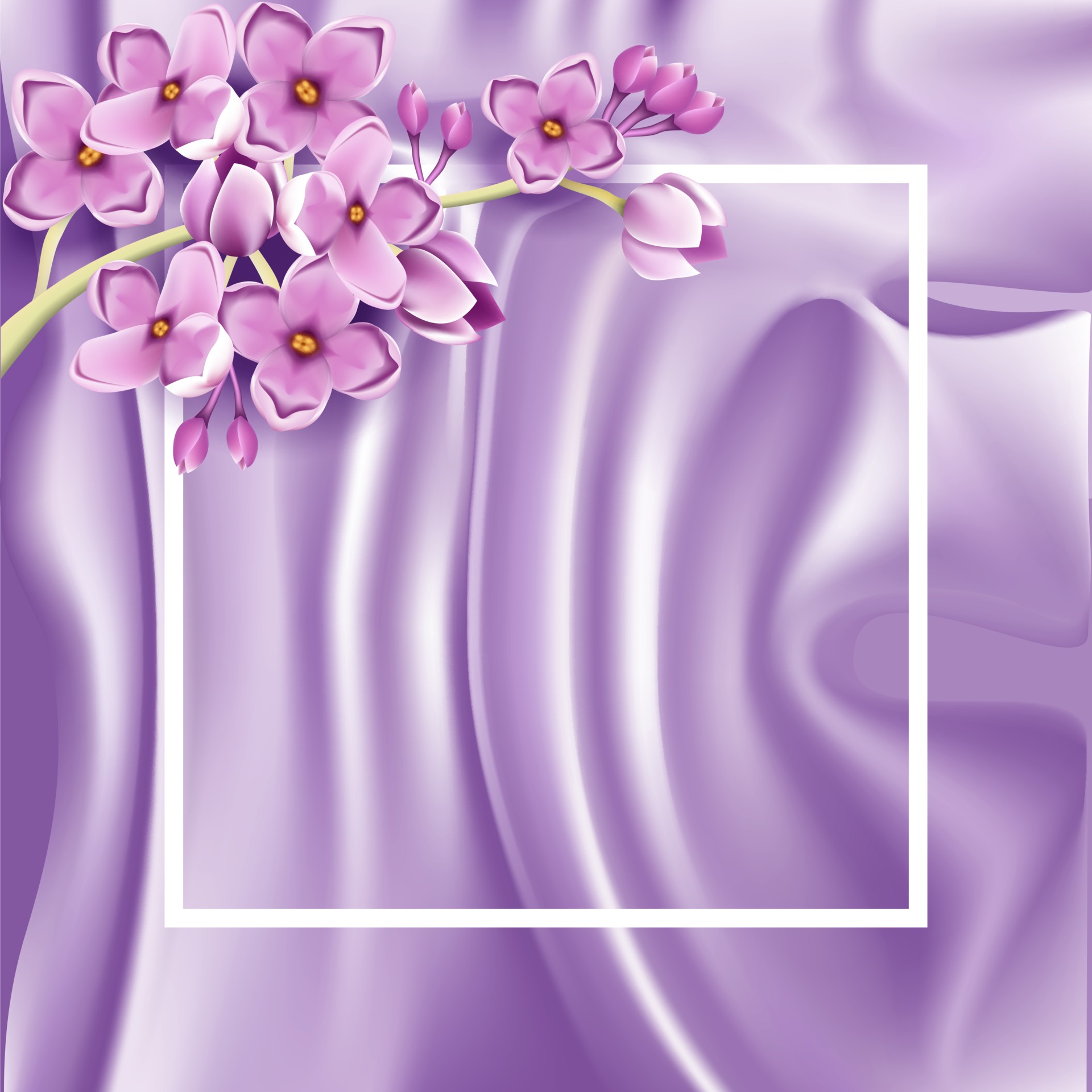 Purple lilac satin background with realistic lilac flowers 2548069 ...