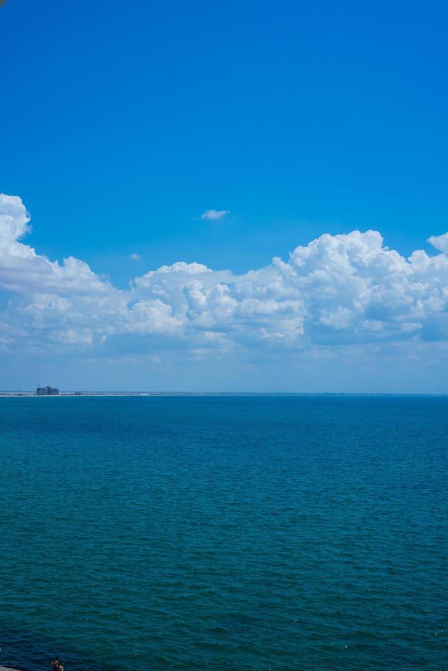 Seascape with water surface and sky with clouds photo