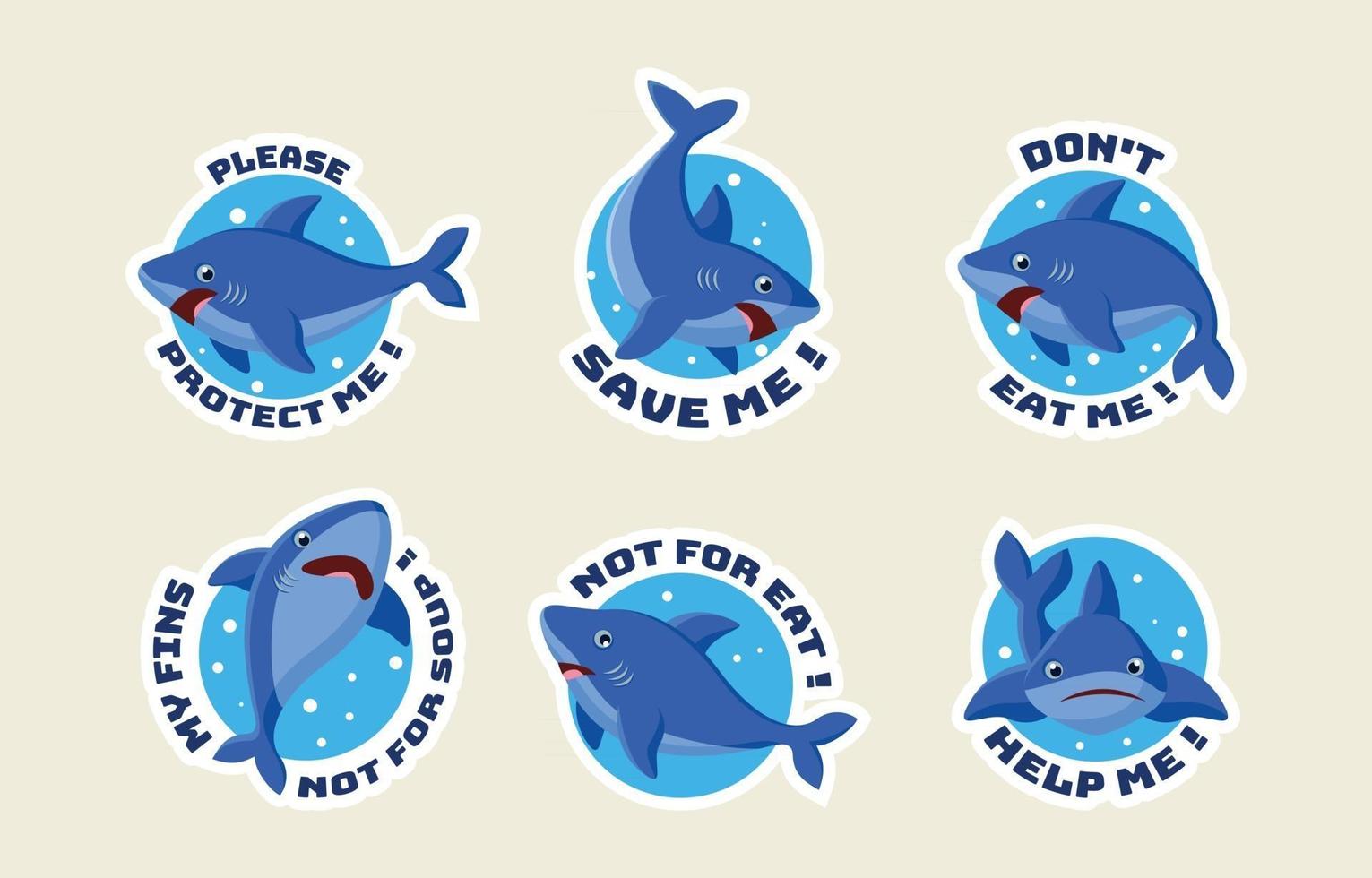 conjunto de pegatinas de protección contra tiburones vector