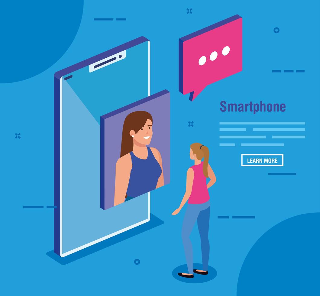 women performing video call vector