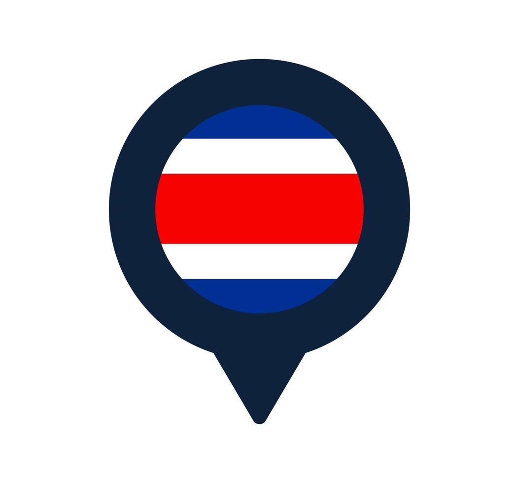 costa rica flag and map pointer icon vector
