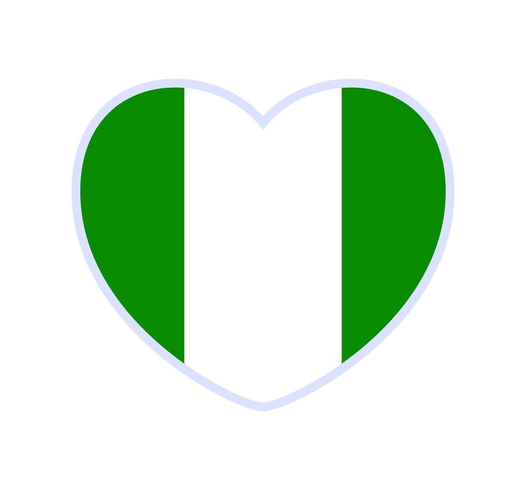 nigeria flag in a shape of heart vector