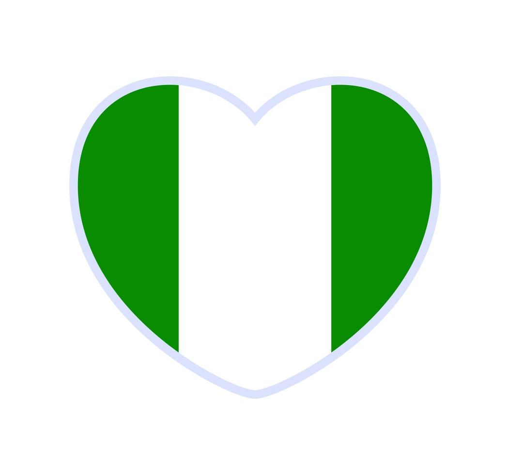 nigeria flag in a shape of heart vector