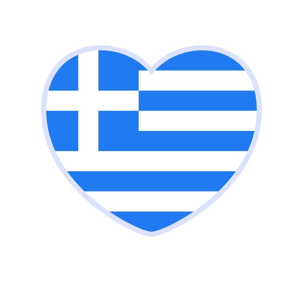 bandera de grecia en forma de corazón vector