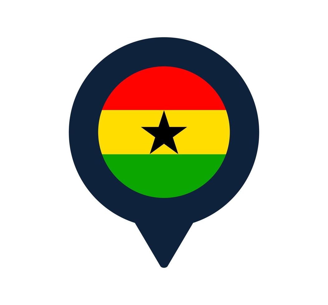 ghana flag and map pointer icon vector