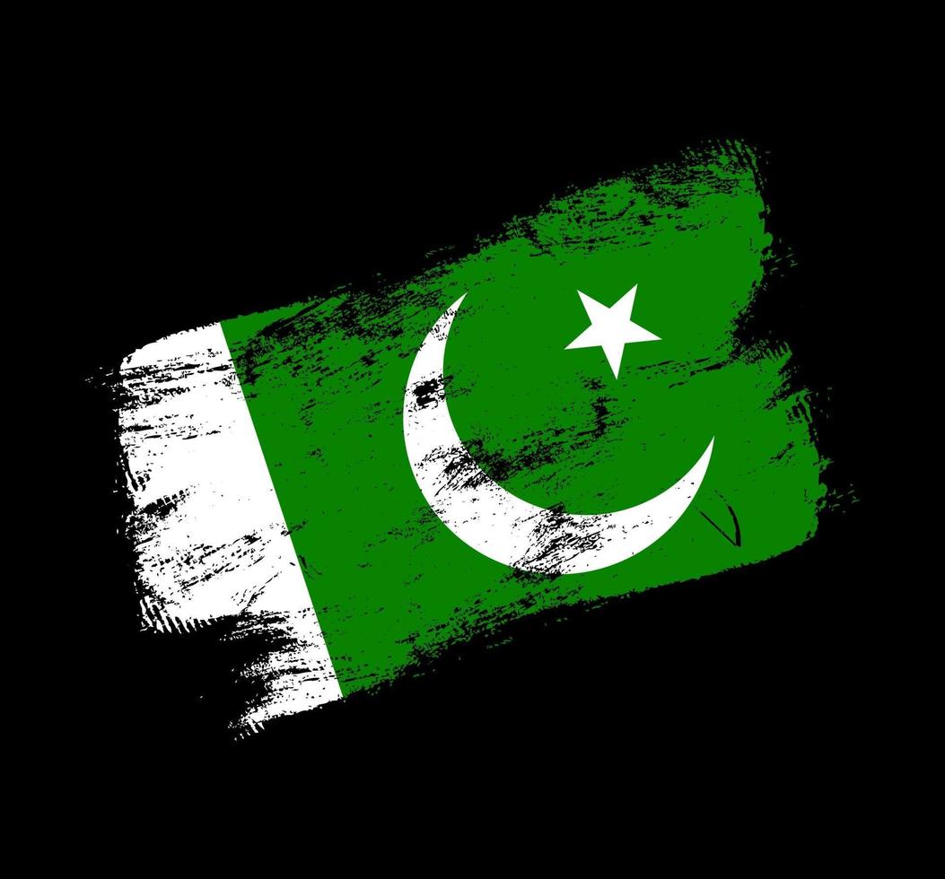 bandera de pakistán, grunge, cepillo, plano de fondo vector