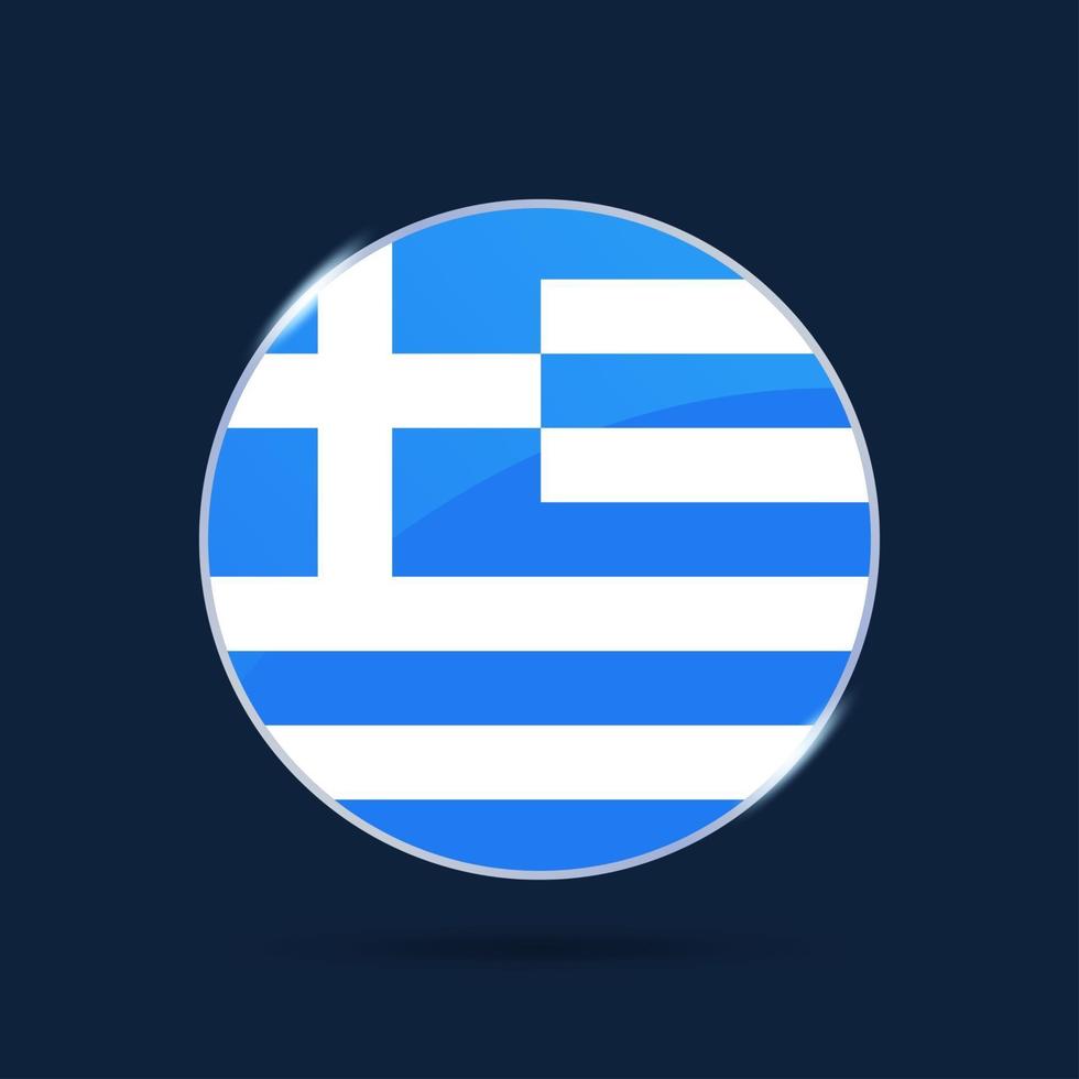 icono de botón de círculo de bandera nacional de grecia vector