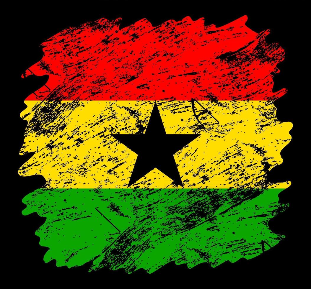 bandera de ghana, grunge, cepillo, antecedentes vector