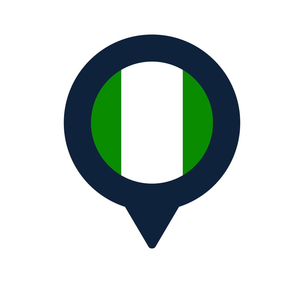 nigeria flag and map pointer icon vector