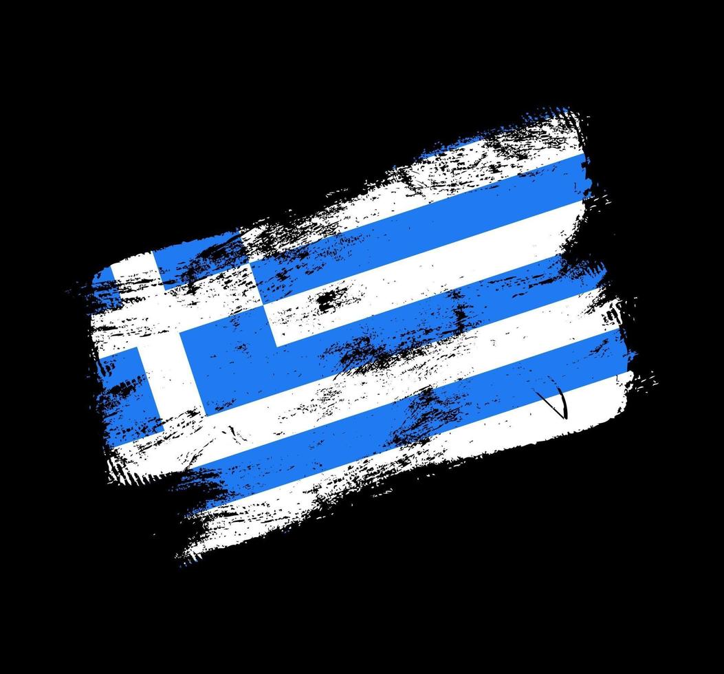 greece flag grunge brush background vector