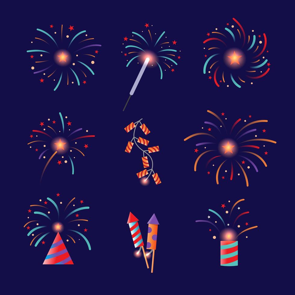 Colourful Firework Icon Collection vector