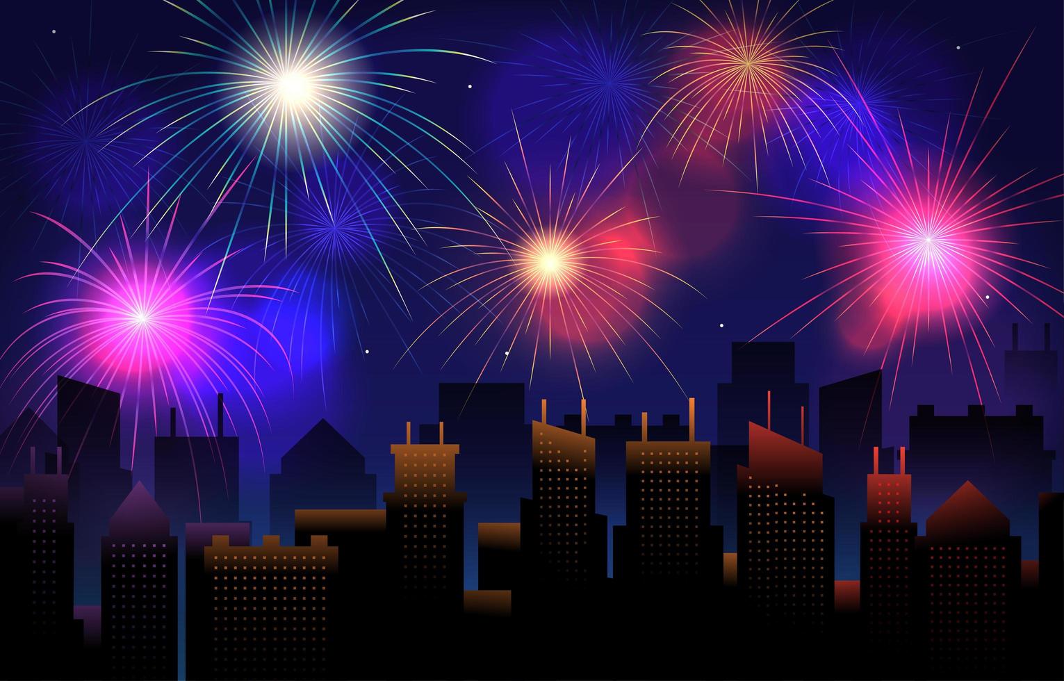 Firework City Scape Celebration vector