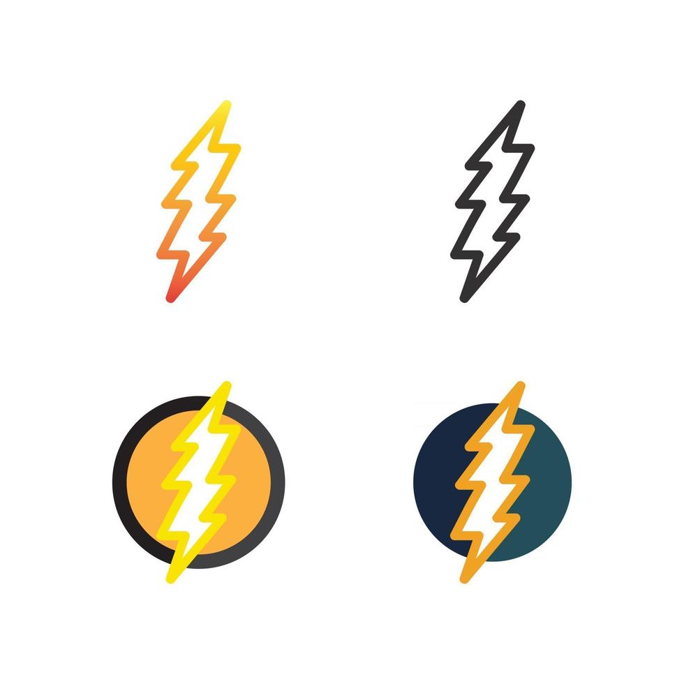 logotipo y símbolos del icono del relámpago del vector eléctrico