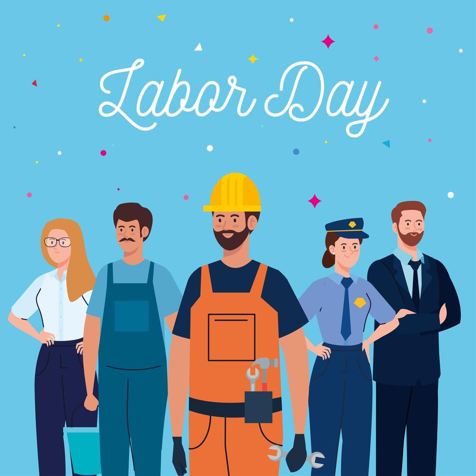 labor day poster with people of different occupation vector