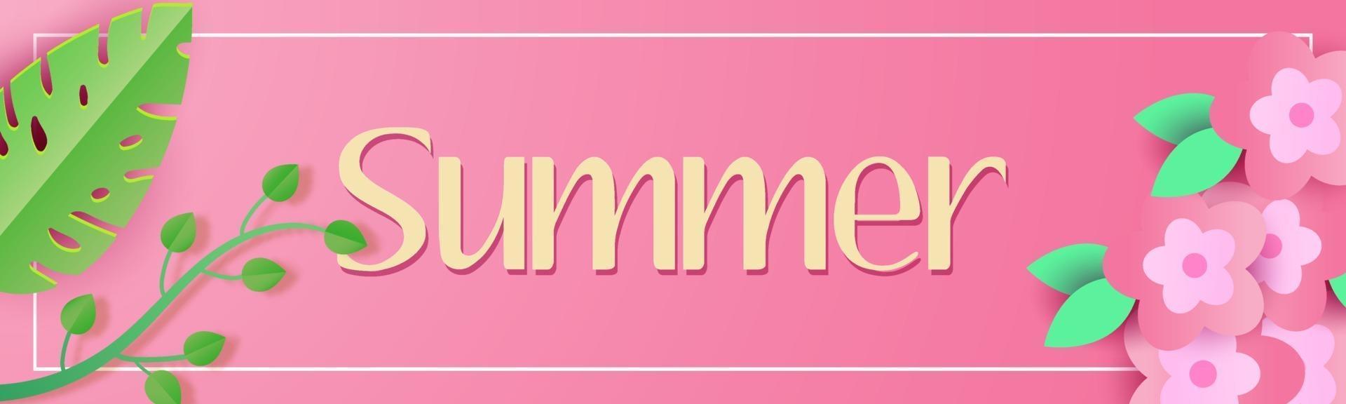 Summer festival with tropical leaves background vector