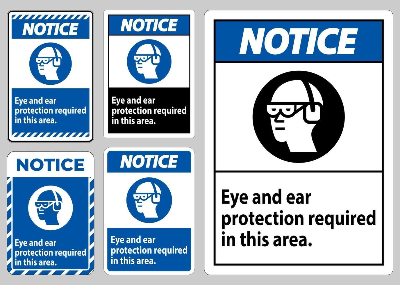 Notice Sign Eye And Ear Protection Required In This Area vector